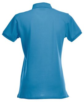 Polo Premium Stretch Clique turquoise Lady achterzijde - Yipp & Co Textiles