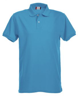 Polo Premium Stretch Clique turquoise voorzijde - Yipp & Co Textiles