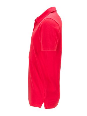 Polo Modieuze Details James & Nicholson rood zijkant - Yipp & Co Textiles