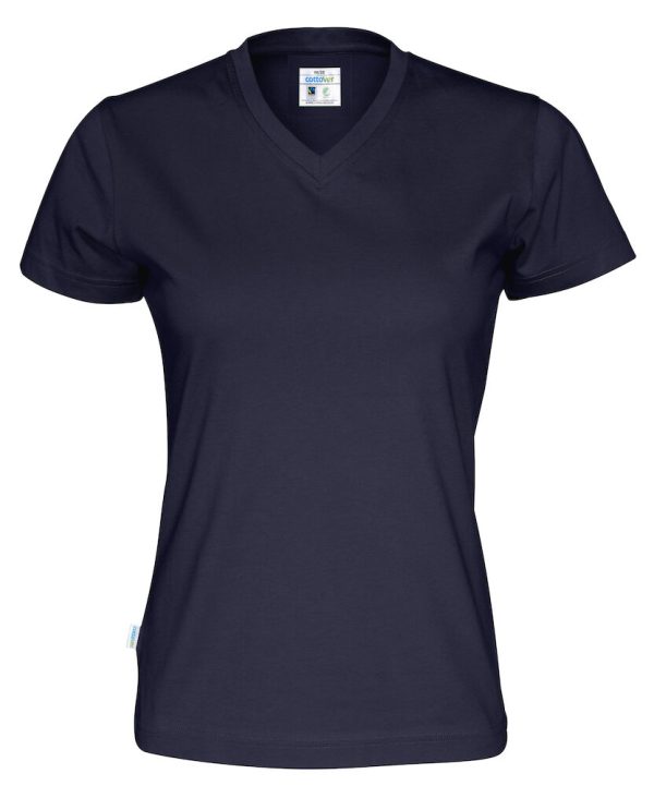 141021 855 v neck ss tee lady f navy yippenco textiles